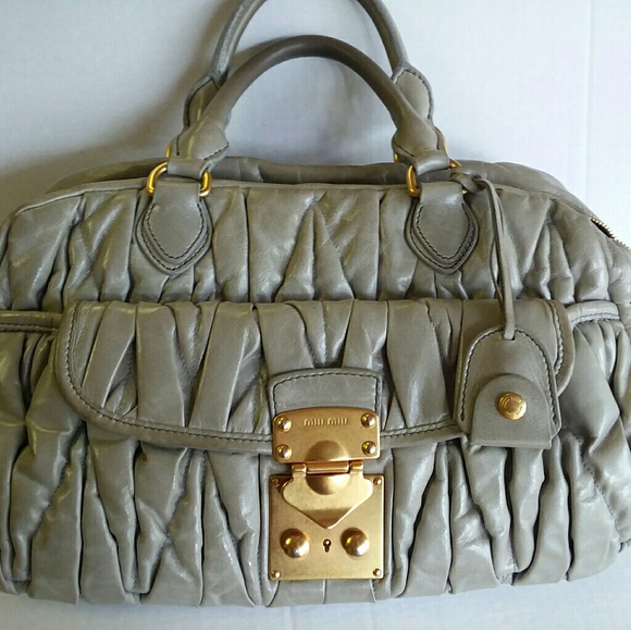❤Miu Miu Matelasse Lux Leather Bauletto Bowler Bag in Grey - Picture 6 of 12
